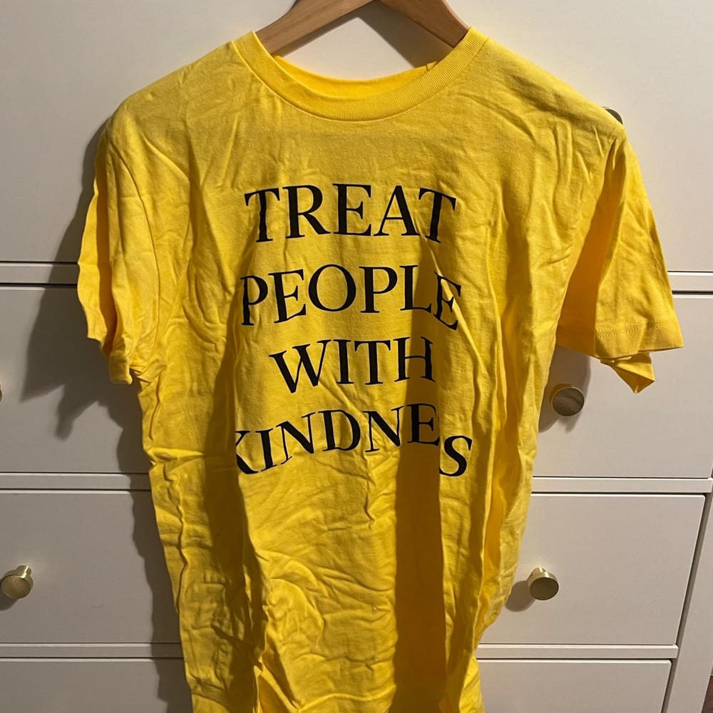 harry styles treat people with kindness rare yellow t shirt in medium
